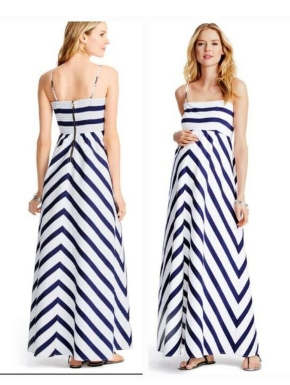Maternity Striped Navy & White Maxi Sundress